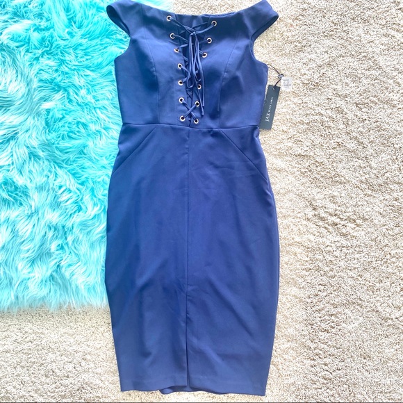 🦋NWT! Neiman Marcus Navy Blue Dress SZ 8 No where to wear - Picture 12 of 16